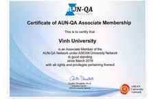 Chứng nhận Trường Đại học Vinh là thành viên của Mạng lưới Đảm bảo chất lượng các trường đại học ASEAN (AUN-QA)
